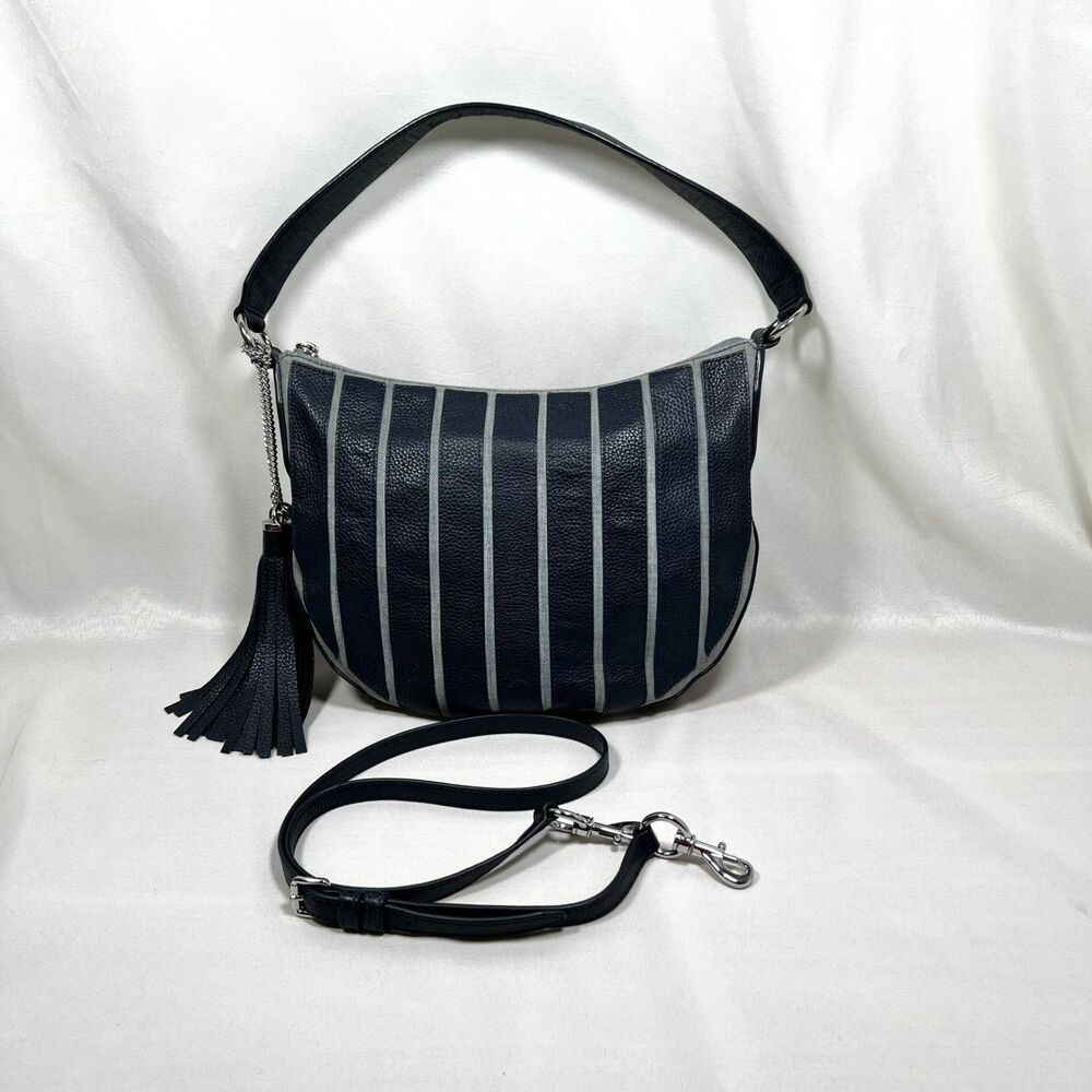 MICHAEL Michael Kors Brooklyn Appliqué  Hobo Bag Leather Wash Denim Blue